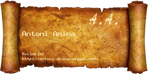 Antoni Anina névjegykártya